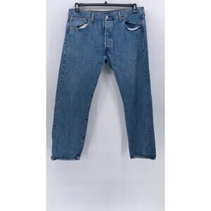 LEVI'S Men's Medium Blue Denim 501 Regular-Fit Slim-Leg Jeans SZ 38X30